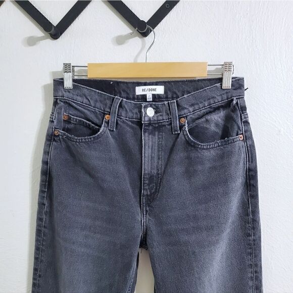 Re/Done 70's High Rise Straight Leg Distressed Denim Jeans In Black Size 27 NWT - Picture 12 of 16